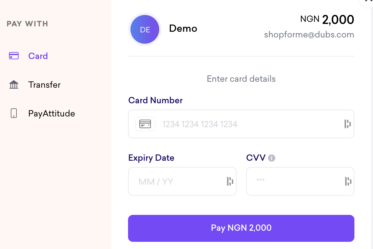 Fincra's provides payment gateways with different payment methods